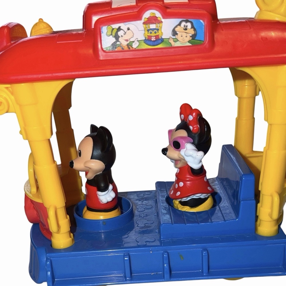 Fisher Price Little People Disney Goofy Jolly Trolley 2014  W/Mickey  &‎ Minnie